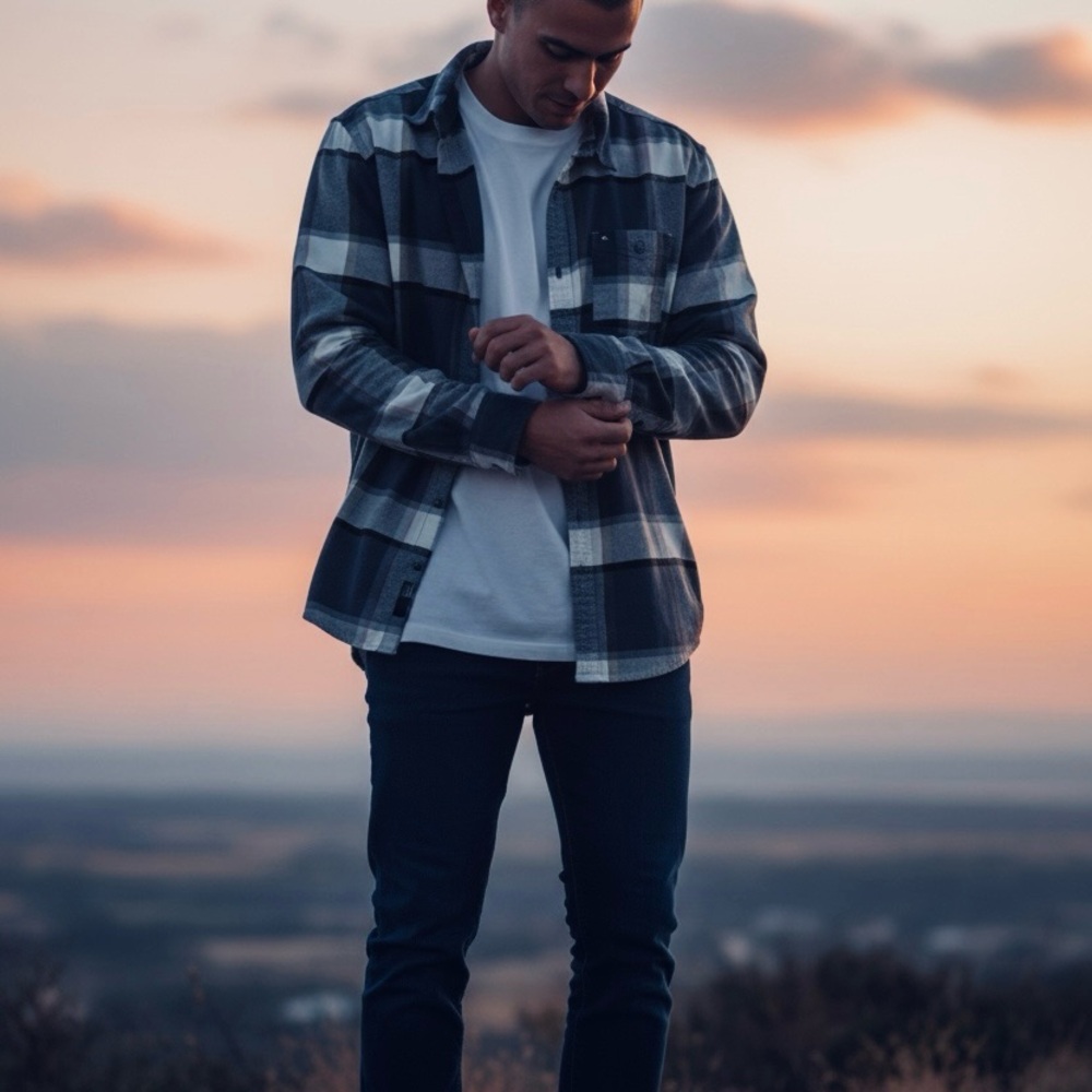 Quiksilver Navy and Gray Regular Fit flannel size XLarge